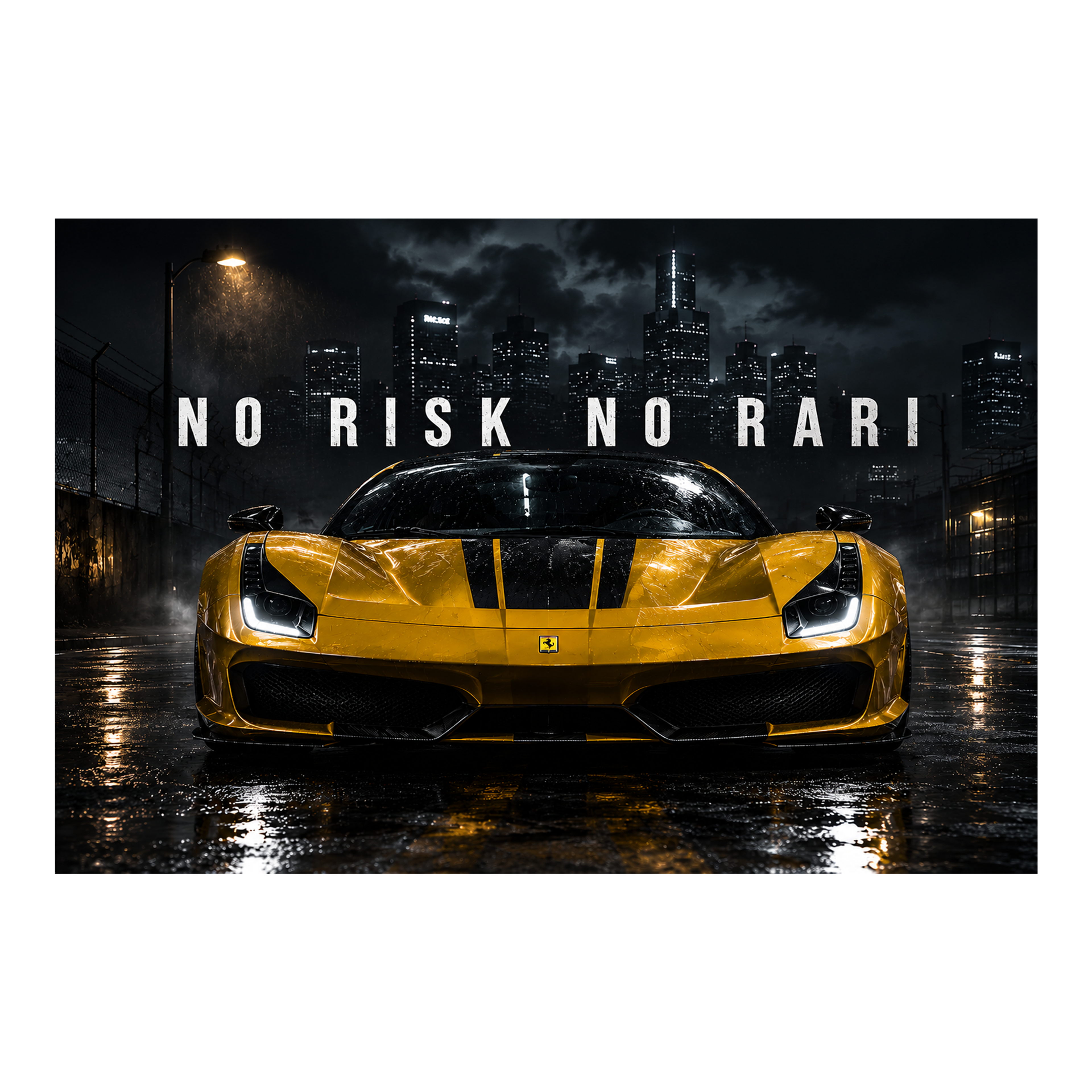 No Risk No Rari Yellow artwork shown as an Armoze canvas print