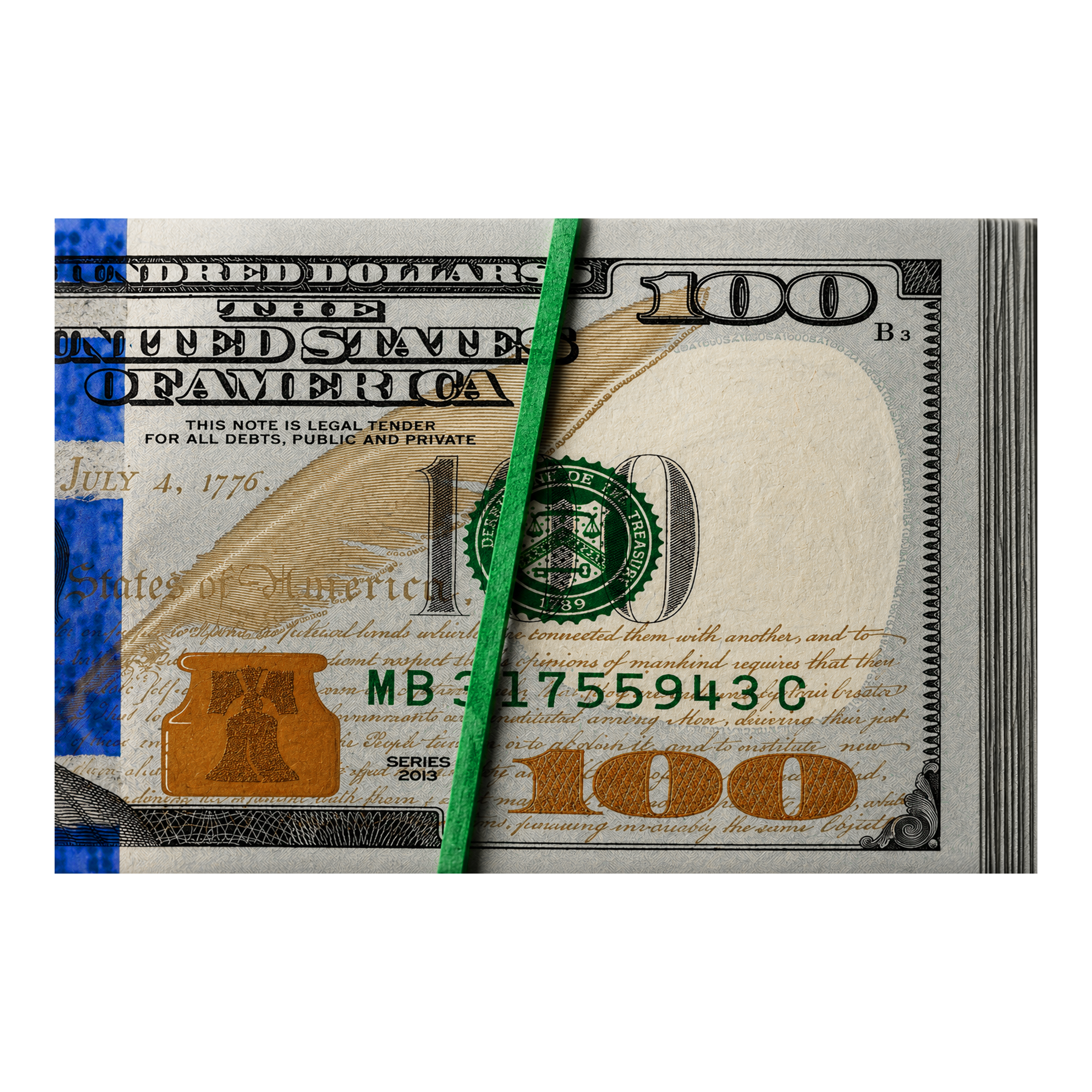 Rubber Band Stacks money-mindset artwork shown as an Armoze canvas print mockup