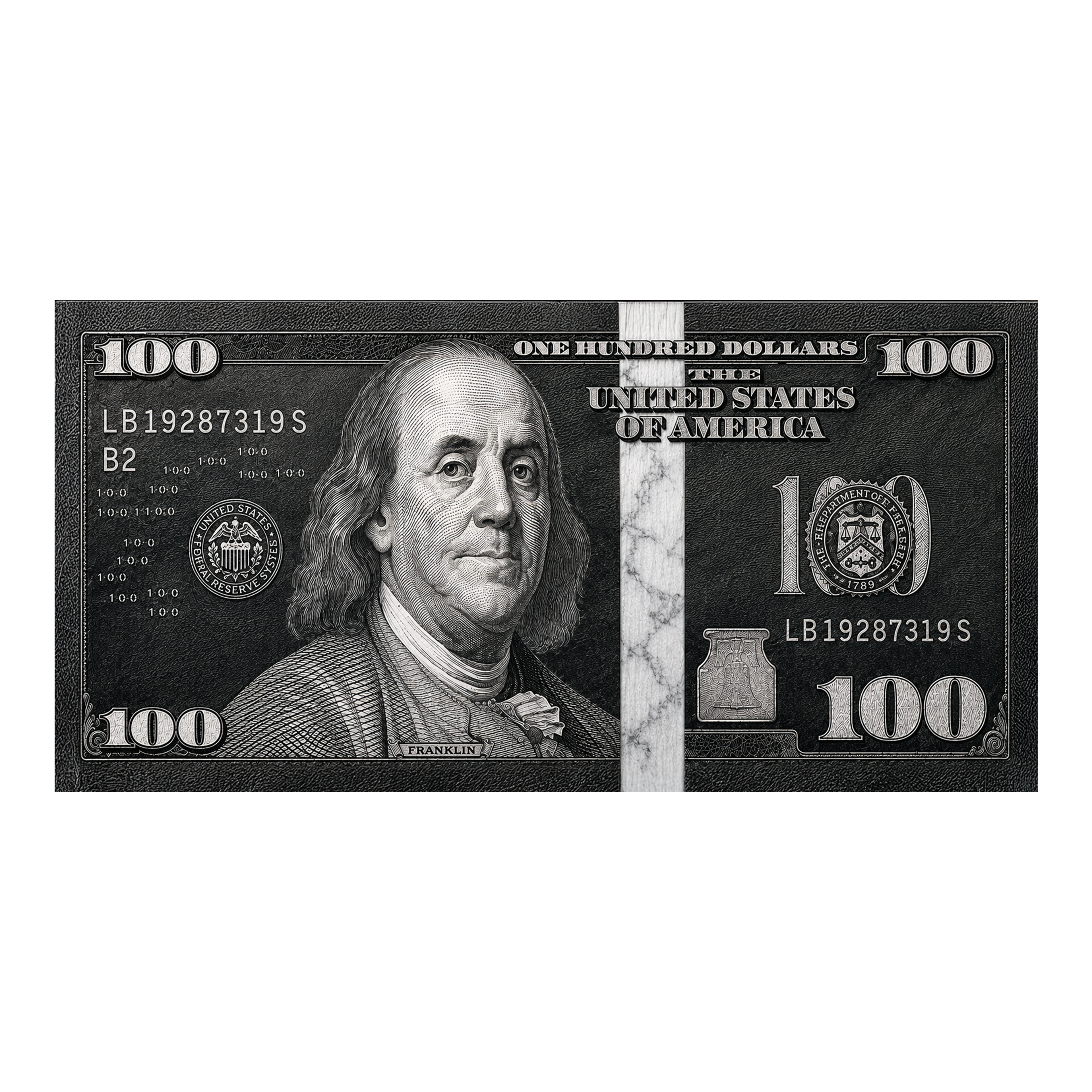 Marble Money Black artwork shown as an Armoze canvas print