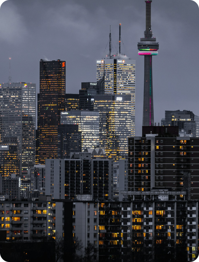 The Toronto skyline at night