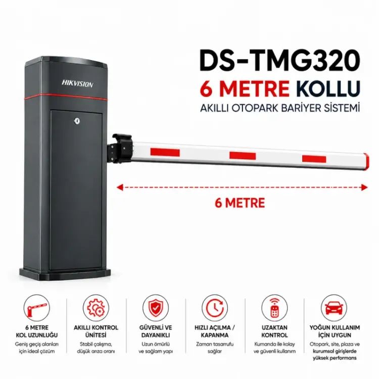 Model: DS-TMG320/6 Hikvision DS-TMG320 6 Metre Kollu Akıllı Otopark Bariyer Sistemi