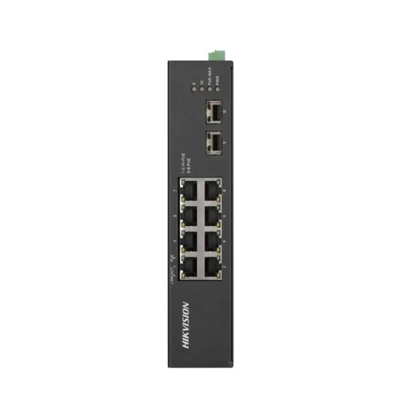 Model: DS-3T0510HP-E/HS Hikvision DS-3T0510HP-E/HS 10 Port Gigabit Yönetilemez Hi-PoE Switch (8×PoE, 2×SFP, 110W PoE, 300m Extend, Endüstriyel Tip)