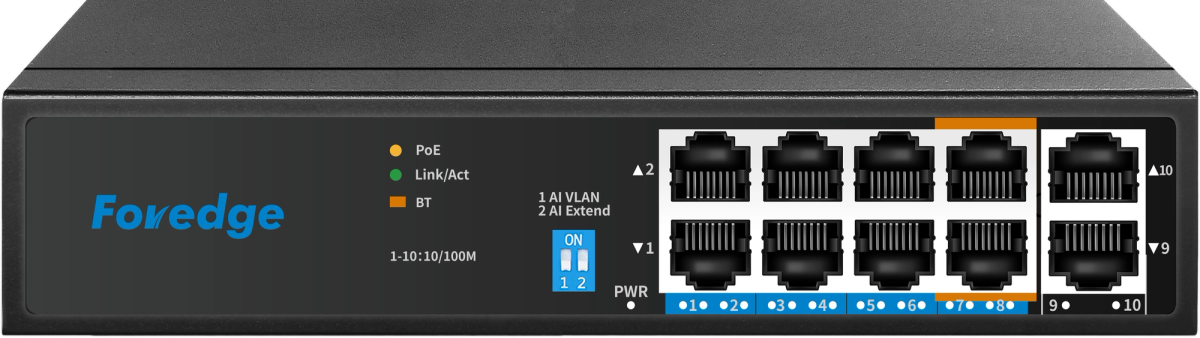 FOREDGE AI8010M 8 PORT 10/100M POE + 2 PORT 100M UPLINK 96W POE SWITCH