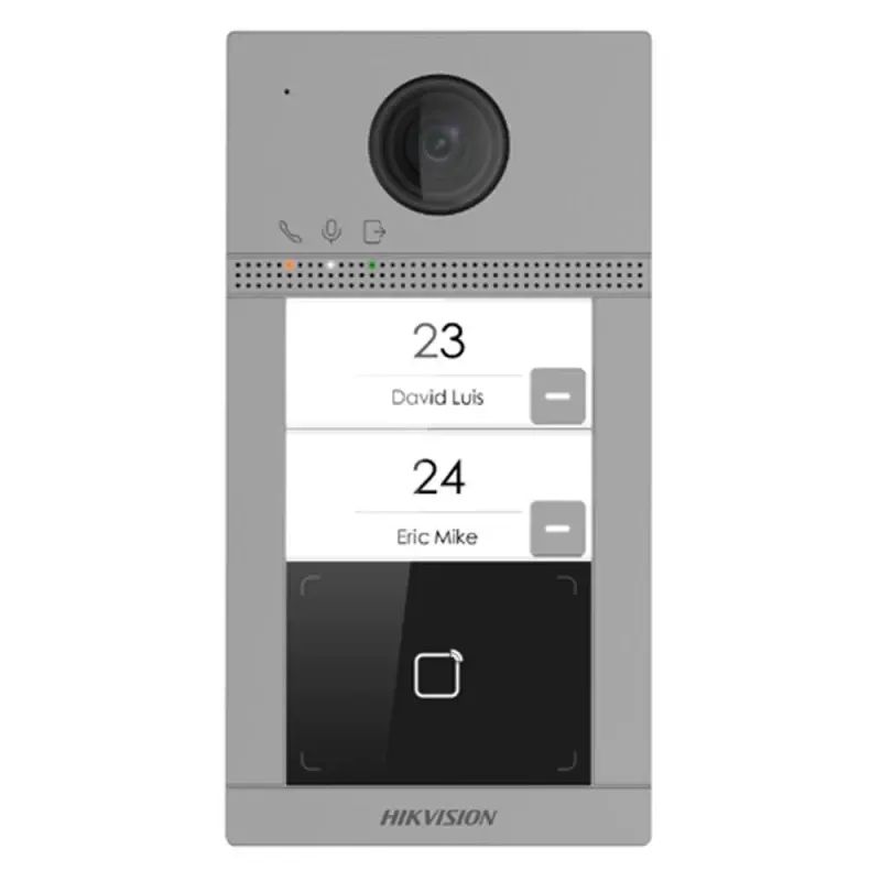Model: DS-KV8213-WME1 Hikvision DS-KV8213-WME1 2 Butonlu 2MP IP Villa Dış Kapı Ünitesi – Wi-Fi, PoE, Mifare, 2 Kapı Rölesi