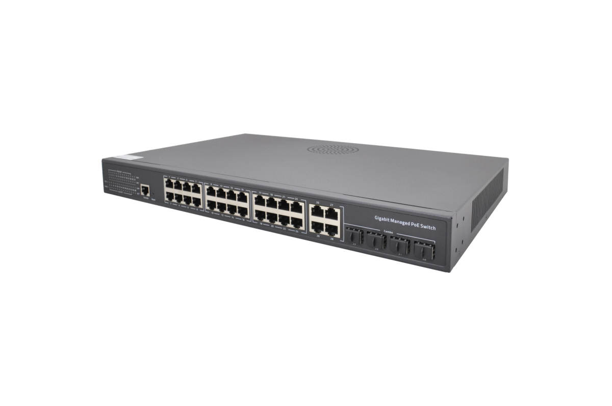 VIDEOPARK VP-24PG-4SFP-L2-300W 24 PORT GBIT POE + 4 PORT SFP (FİBER+UPLINK COMBO) 300W LAYER 2 YÖNETİLEBİLİR POE SWITCH DAHİLİ POWER