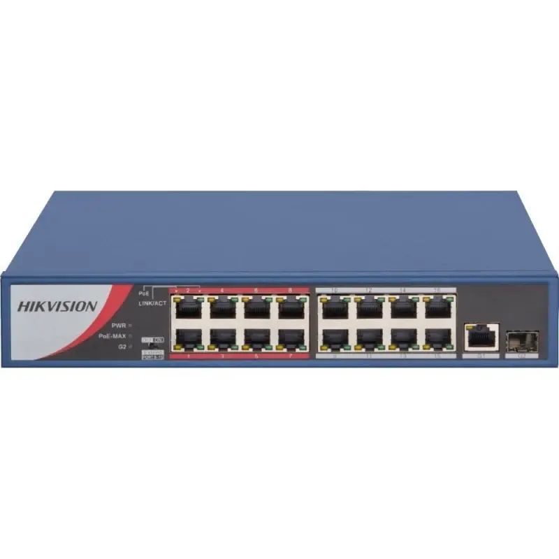 Model: DS-3E0318P-E/M Hikvision DS-3E0318P-E/M 16 Port 100 Mbps PoE Yönetilemez Switch