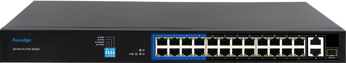 FOREDGE AI8024 24 PORT 10/100M POE + 2 PORT GBIT UPLINK + 1 PORT SFP 250W POE SWITCH DM.