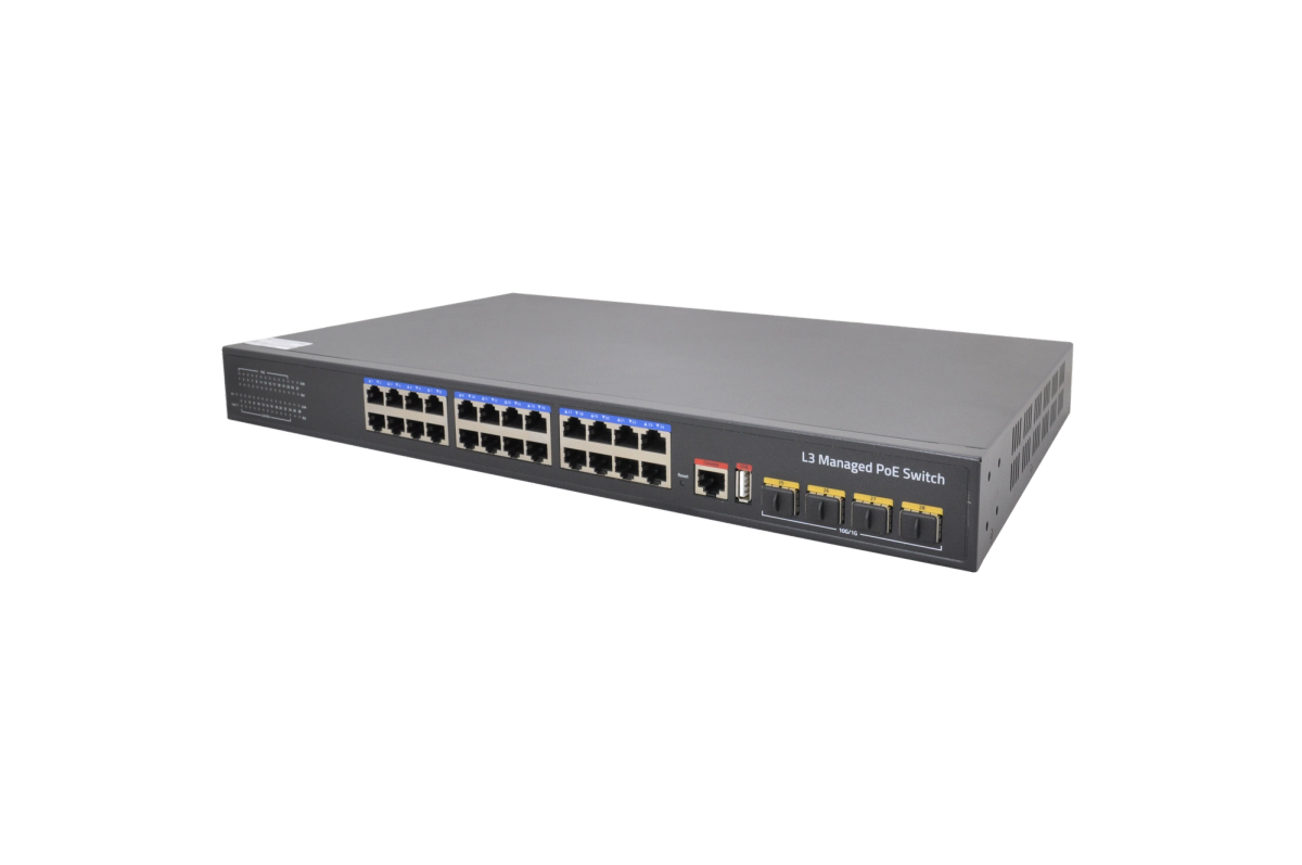 VIDEOPARK VP-24PG-4SFP10G-L3-400W 24 PORT GBIT POE + 4 PORT 10G SFP 400W LAYER 3 YÖNETİLEBİLİR POE SWITCH DAHİLİ POWER