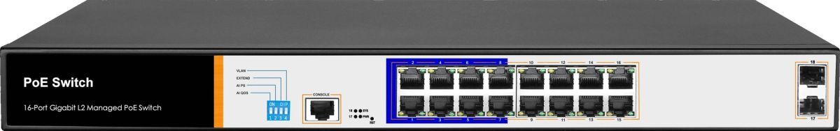 FOREDGE PS3016GS 16 PORT GBIT POE + 2 PORT SFP 150W LAYER 2 YÖNETİLEBİLİR POE SWITCH A.