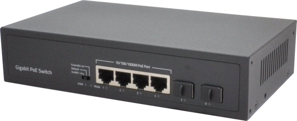 VIDEOPARK VP-4PG-2SFP 4 PORT GBIT POE + 2 PORT SFP 60W POE SWITCH DAHİLİ POWER