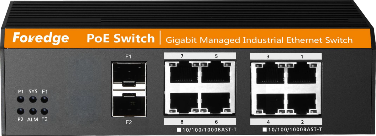 FOREDGE IS108GPS-2F 8 GIGABIT POE PORT+2 GIGABIT SFP PORT LAYER 2 YÖNETİLEBİLİR ENDÜSTRİYEL SWITCH (ADAPTÖR DAHİL DEĞİLDİR) DM