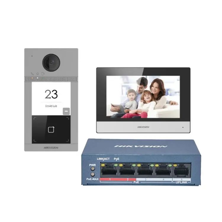 Model: DS-KIS604-S(C) HIKVISION DS-KIS604-S(C) 7" VİLLA TİP IP VIDEO INTERCOM KIT
