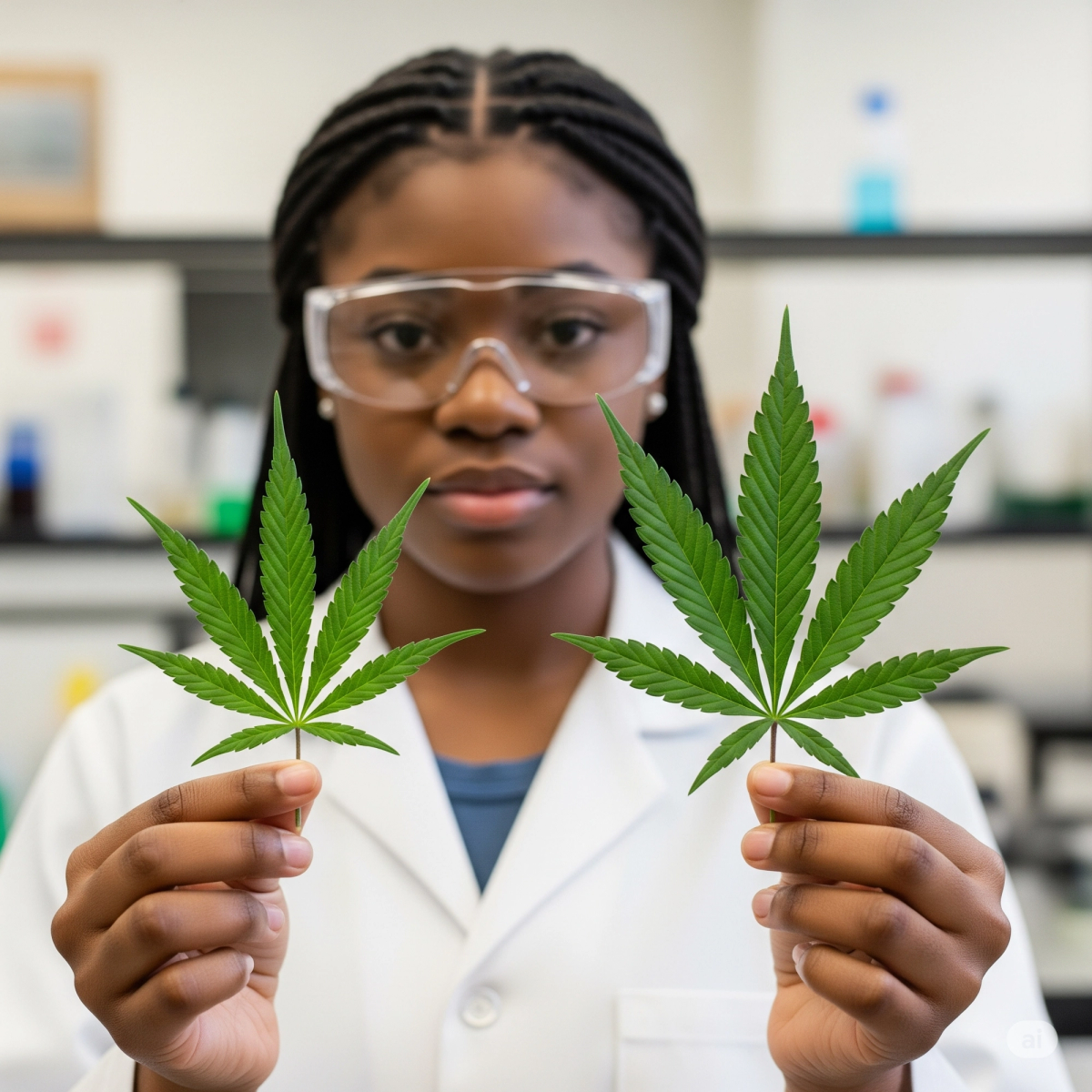 girl with marijuana plant