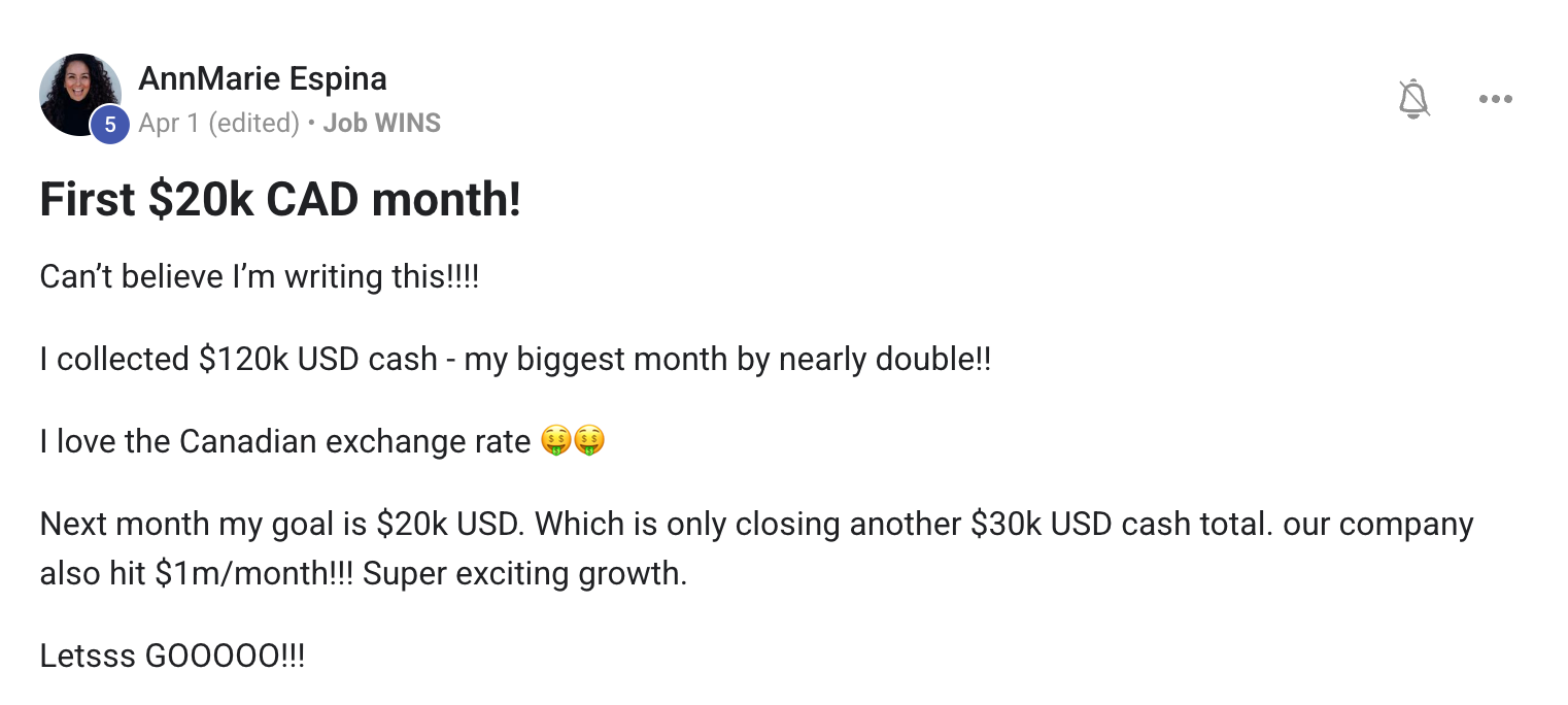 Community win post