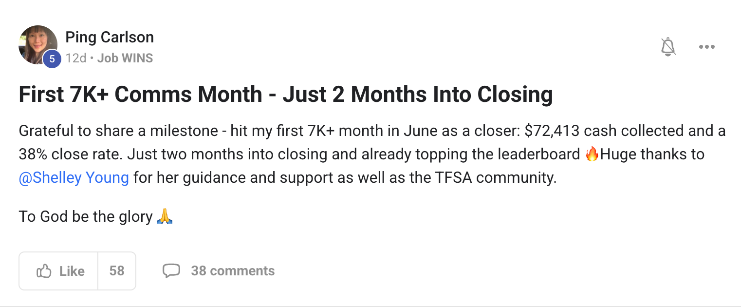 Community win post