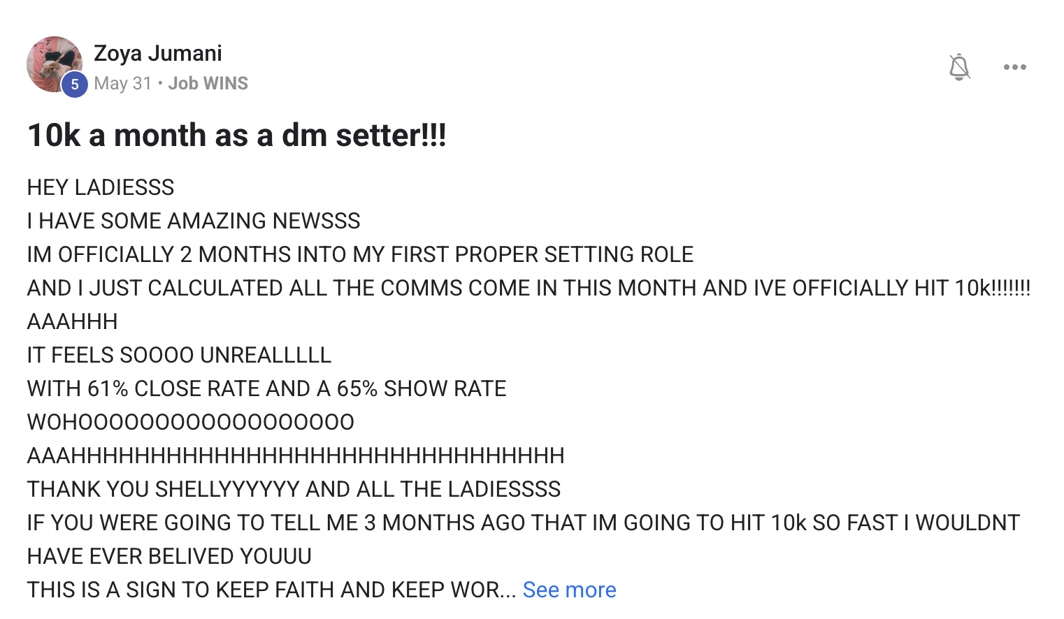 Community win post