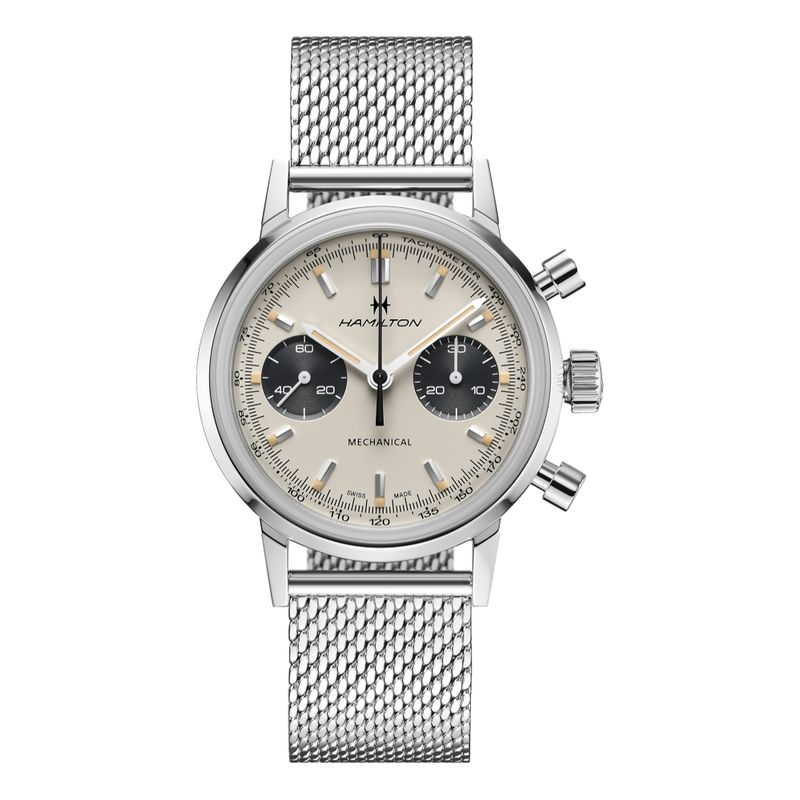 American Classic Intra-Matic Chronograph H White Dial Mesh Bracelet