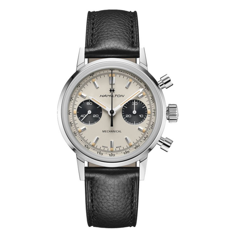 American Classic Intra-Matic Chronograph H White Dial Black Strap