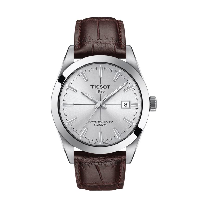 Gentleman Powermatic 80 Silicium Silver Dial Brown Strap