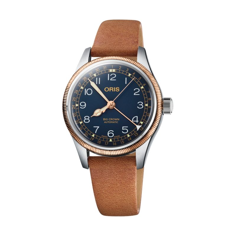 Big Crown Pointer Steel/Bronze Blue Dial Ladies Tapered Strap