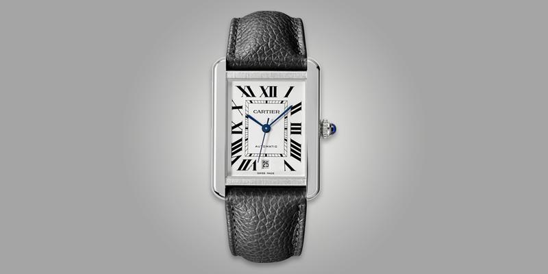 Cartier Tank Solo on leather strap with white dial
