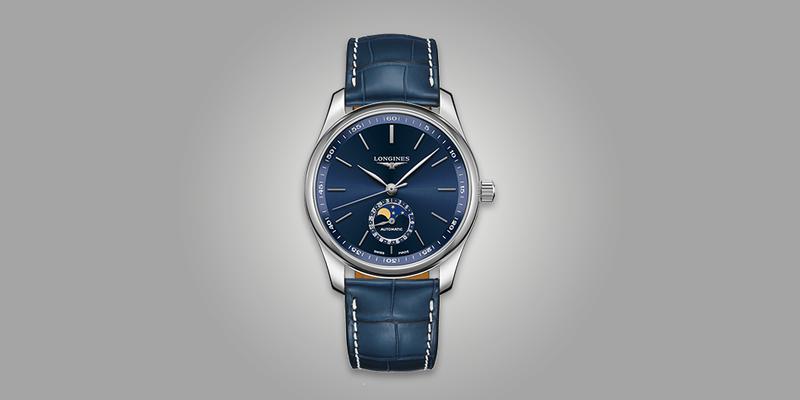 Longines Master Moonphase blue dial and blue leather strap 
