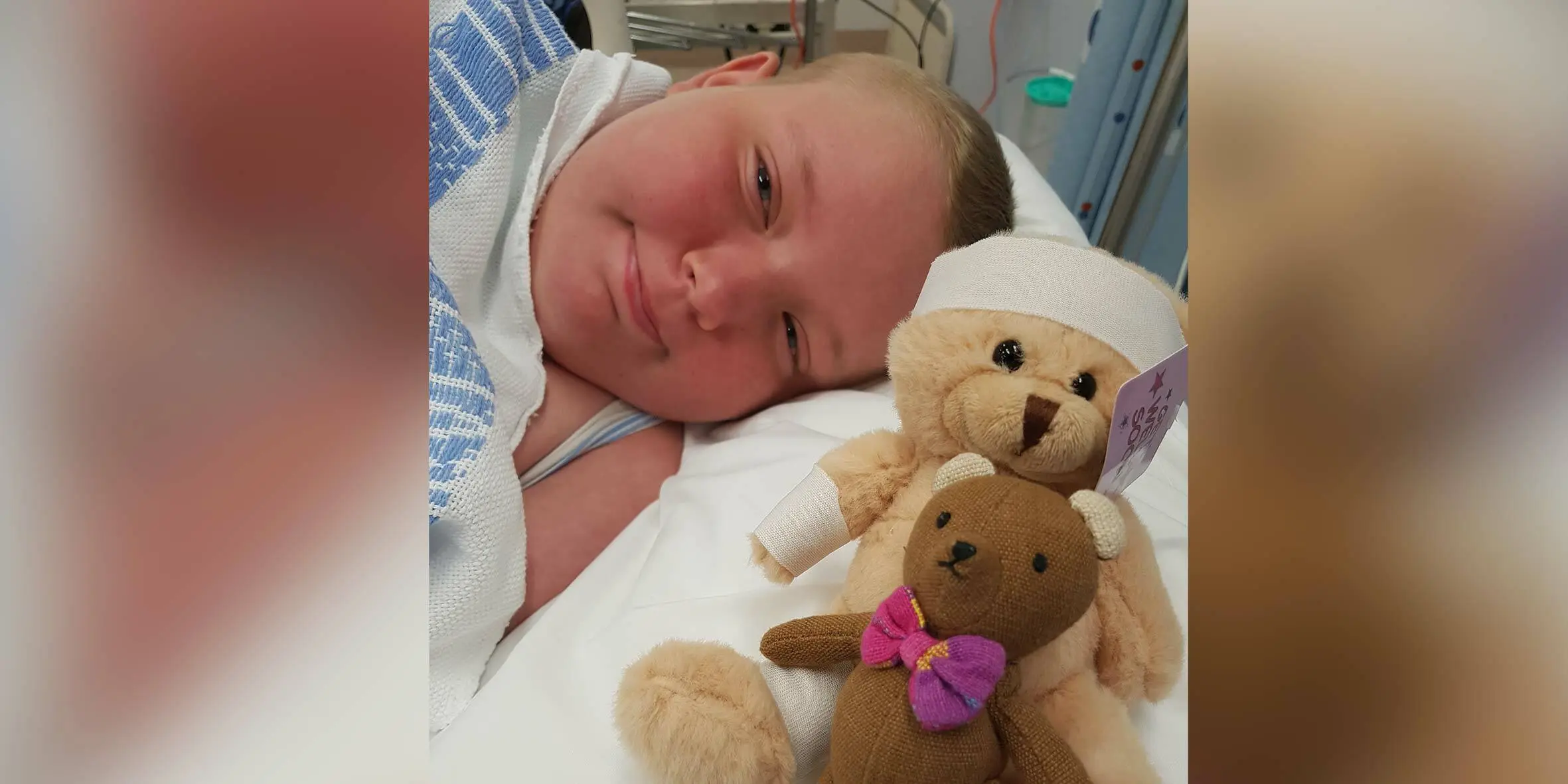 Make-A-Wish Australia wish kid Jacinta seriously ill in hospital bed with teddies