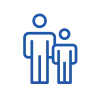 Icon of an adult and child in blue