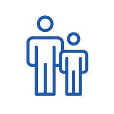 Icon of an adult and child in blue