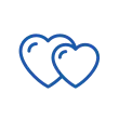 Icon of two heart symbols in blue
