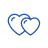 Icon of two heart symbols in blue
