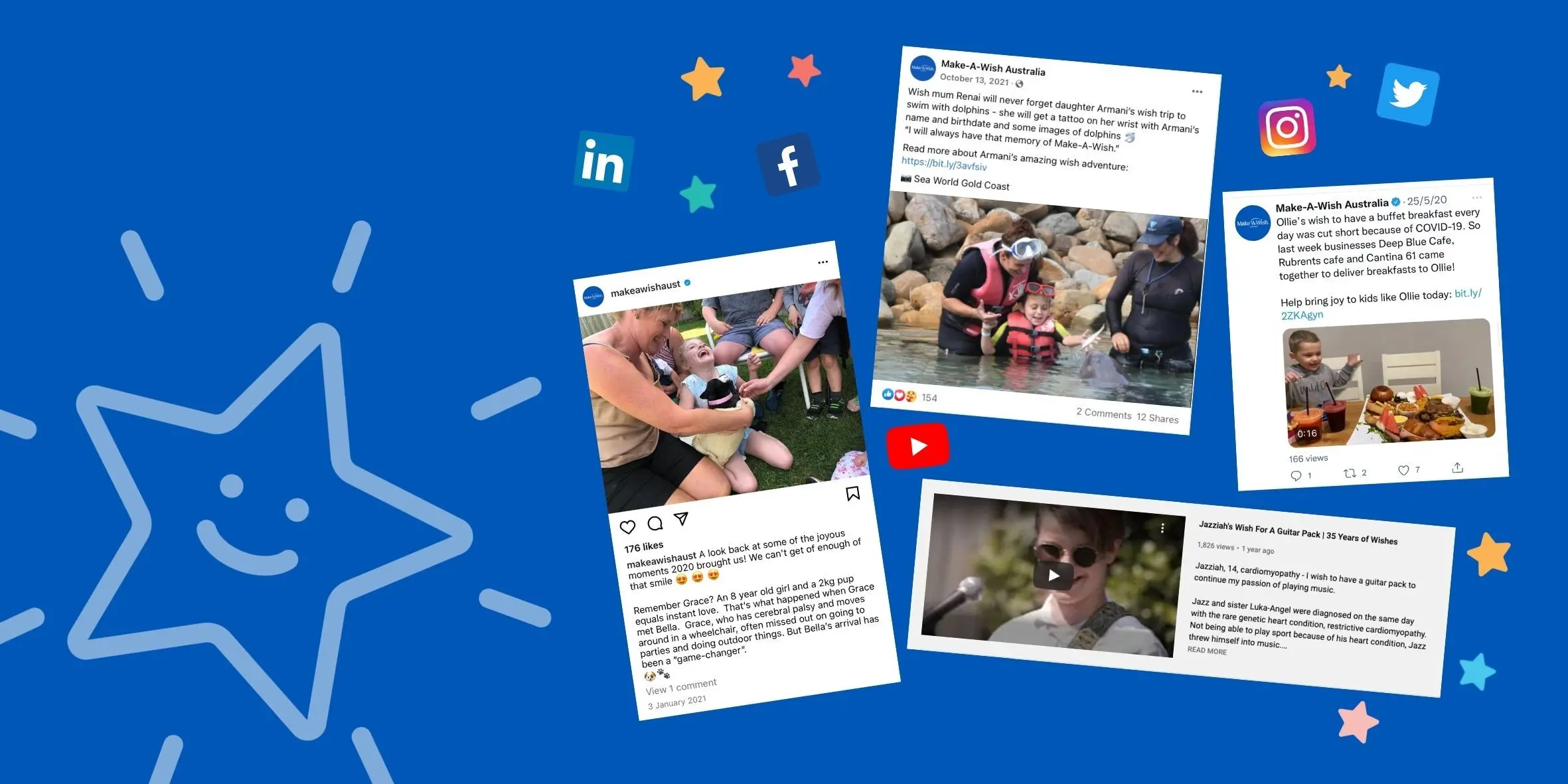 Social media posts from Make-A-Wish social media channels