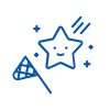 Icon of a net catching a star in blue