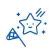 Icon of a net catching a star in blue