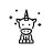 Icon of a unicorn with sparkles in black