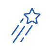 Icon of a shooting star in blue