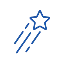 Icon of a shooting star in blue