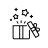 Icon of present open with stars in black