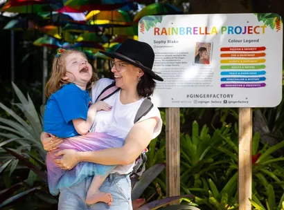 Happy wish child with her mum