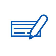 Icon of a pencil and paper in blue