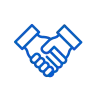 icon of a handshake in blue