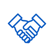 icon of a handshake in blue