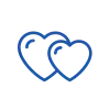 Icon of two heart symbols in blue