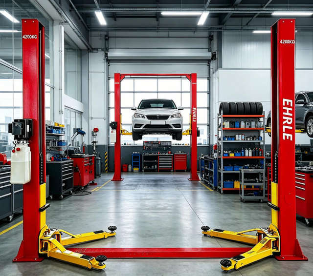 BAOHUA 4.2 ton two-post hydraulic car lift in a workshop