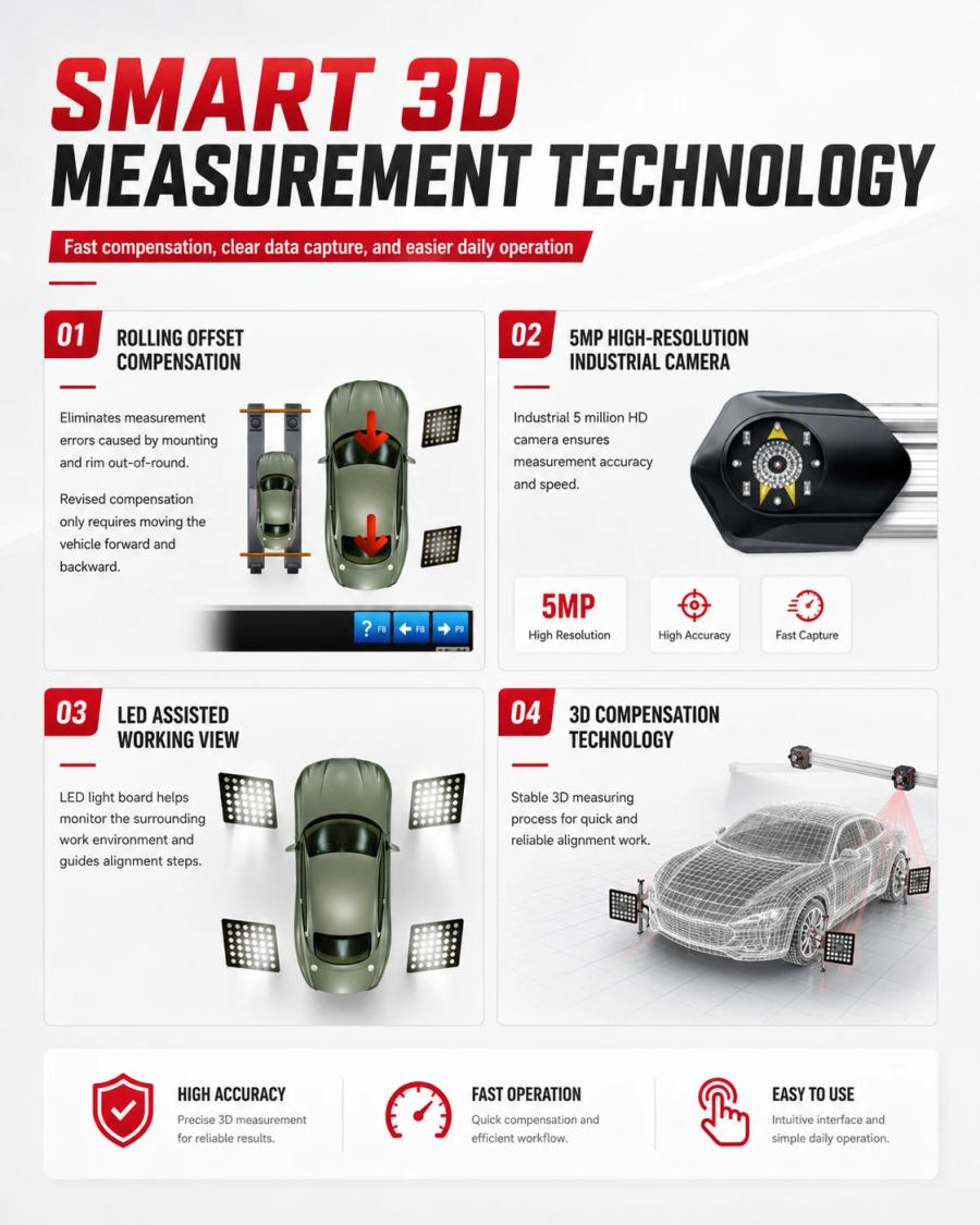 BAOHUA 3D wheel aligner camera and measurement features