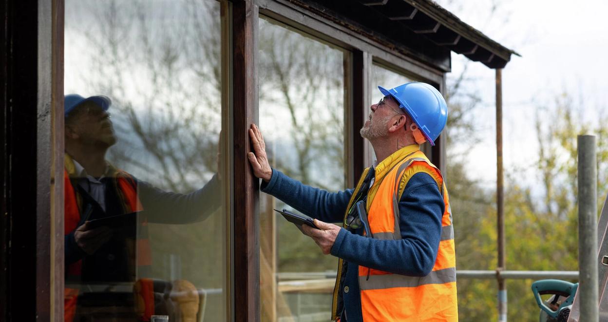 Energirådgiver på utsiden av bolig