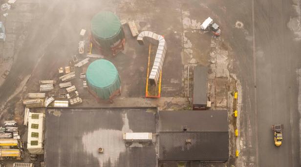 Dronebilde over industriområdet på Herøya