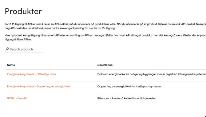 Skjermbilde av produktside for datadeling