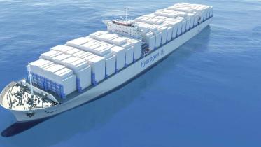 3d-illustrasjon av et hydrogenfartøy