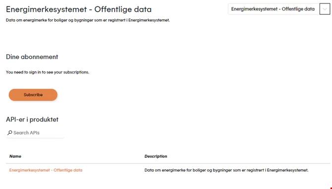 Skjermbilde av hvordan man velger API-nøkkel